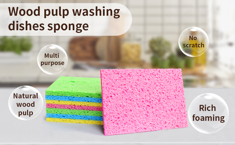 8 Pack Cleaning Scrub Sponges, NonScratch Kitchen