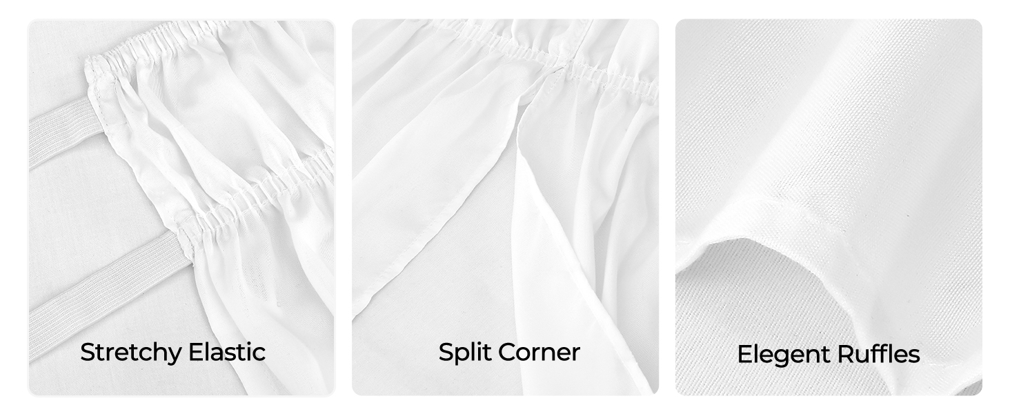 RIMELA White Bed Skirts with Split Corners Queen Size 18