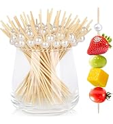 200 Cocktail Picks, White Pearl Fancy Toothpicks for Appetizers Drinks Fruit Food, 4.7 IN Long Ba...
