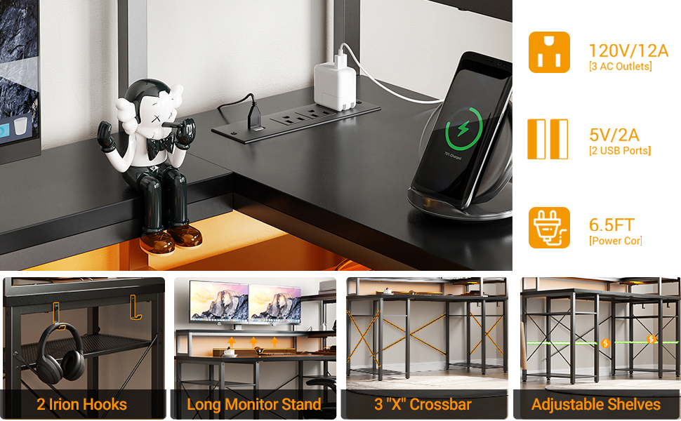 PC gaming desk gamer desk home office desk computer desk with monitor stand