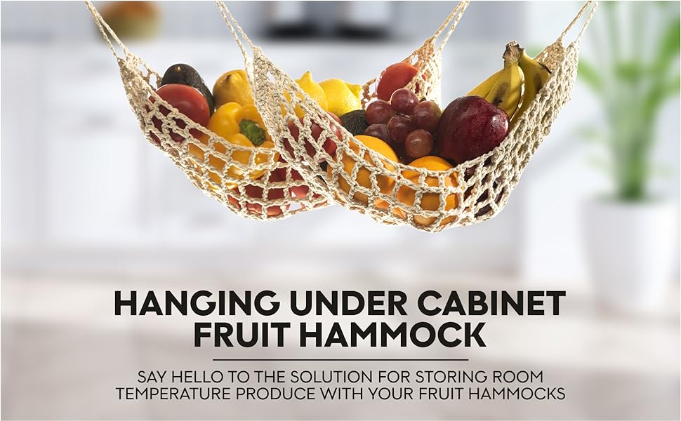 2 Pack Hanging Fruit Hammock 2 Handwoven Cotton Produce