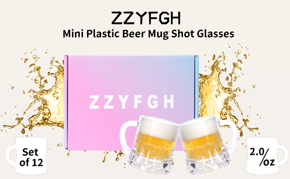 ZZYFGH Mini Plastic Beer Mugs, 2 Oz Mini Beer Glasses Shot