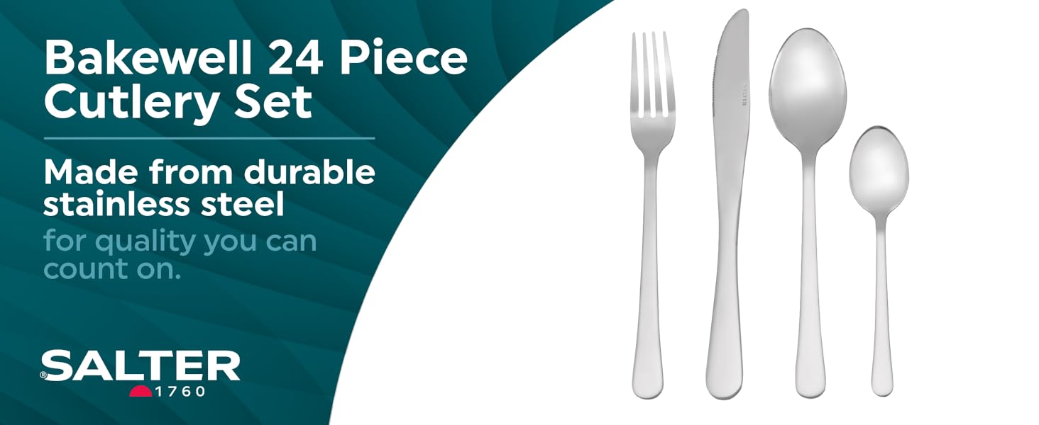  A sleek 24-piece stainless steel cutlery set by bakewell, perfect for any dining occasion.