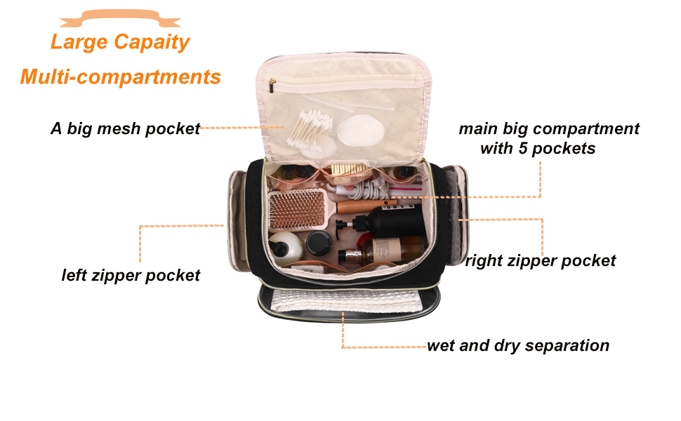 Personalized Initial Makeup Travel Toiletry Bag WideOpen Makeup