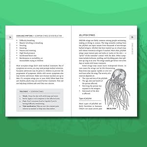 green background with white book interior