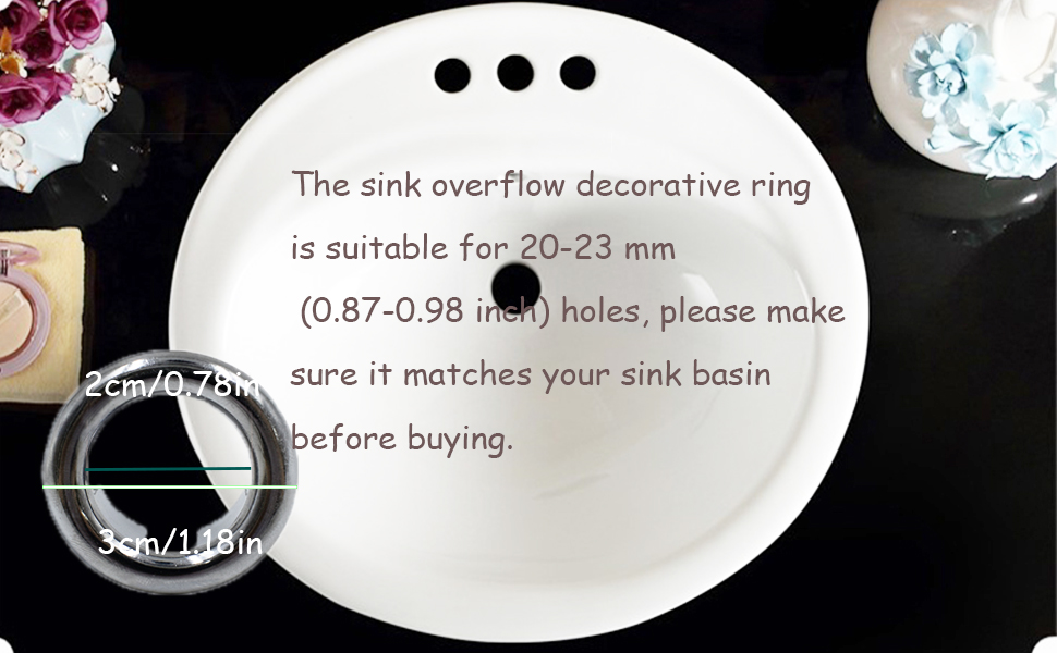 Alovexiong 4 Pack Bathroom Basin Sink Round Hole Trim Chrome Overflow Cover Rings