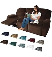 MAXIJIN 8 Pieces Recliner Sofa Covers, Stretch Velvet Reclining Couch Covers for 3 Cushion Furnit...