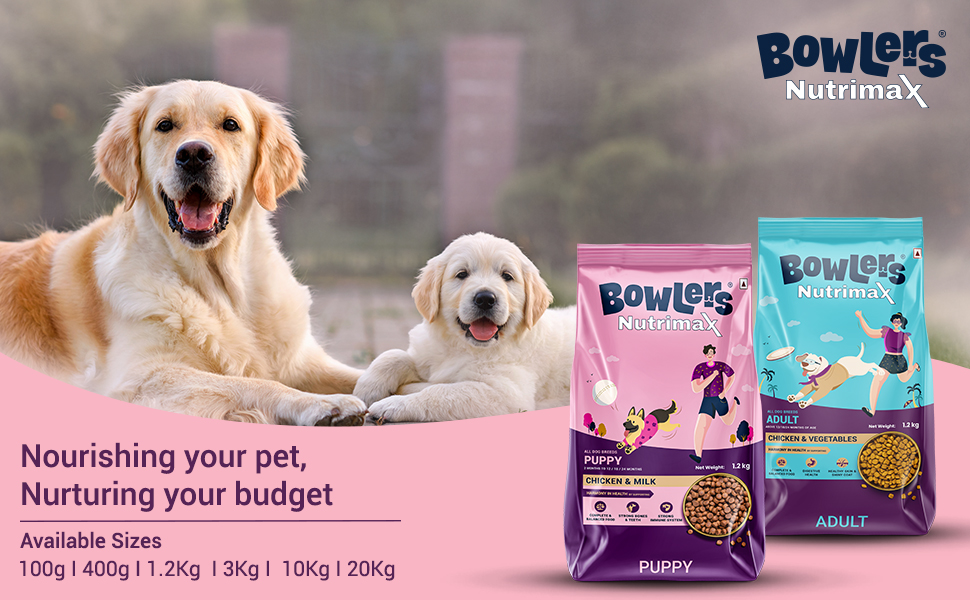 Bowlers Nutrimax Puppy Dry Dog Food, Chicken & Milk,1.2 kg, Promote Healthy Growth,