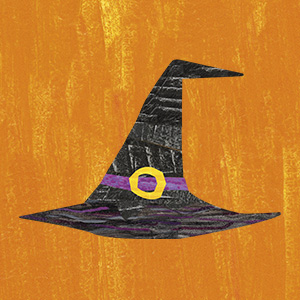 Witch's hat on orange field