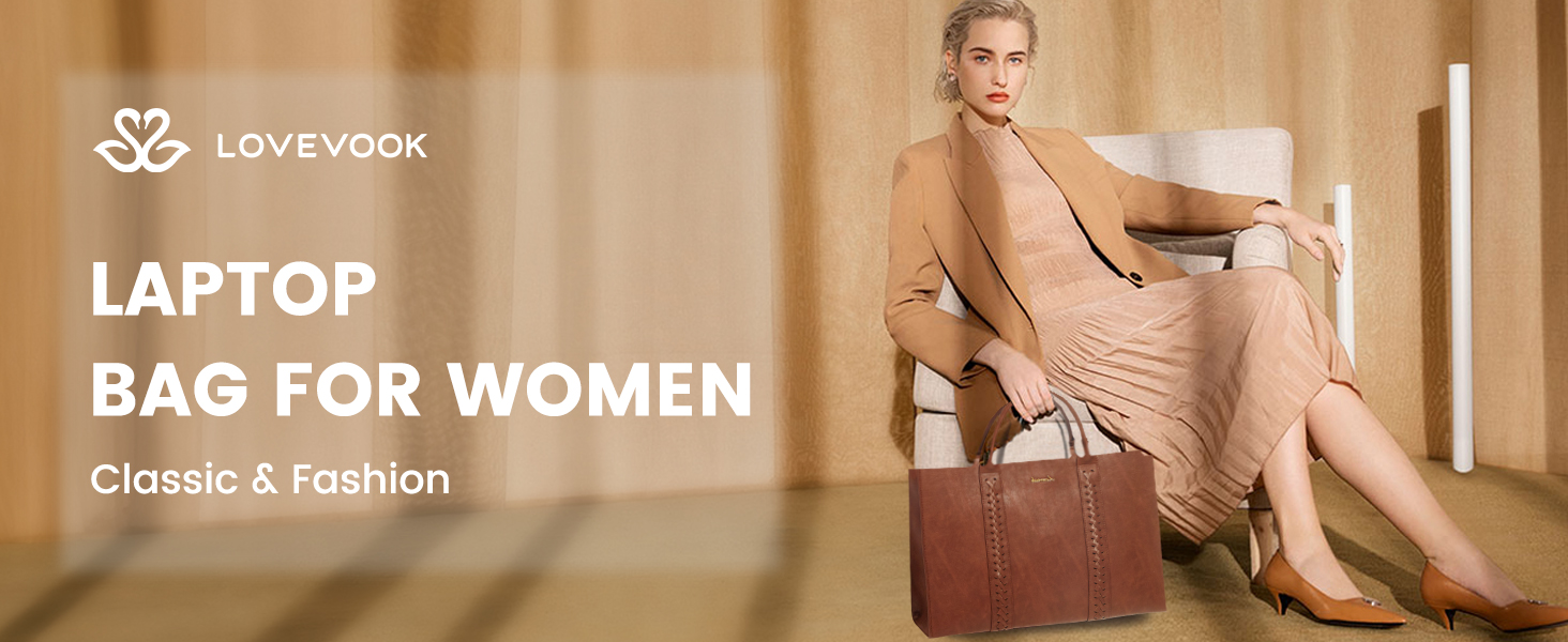 3063 Laptop Bag for Women Leather Work Bags Laptop Tote Bag Waterproof Computer Bag Briefcase