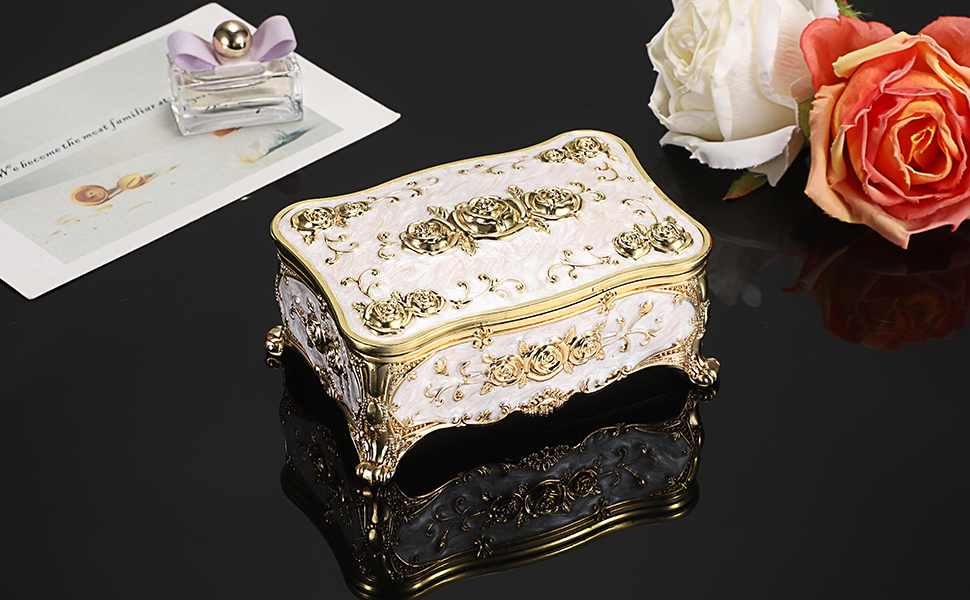 Jewelry Box metal Trinket Box Treasure Chest box  antique jewelry box gift small ring Earrings case