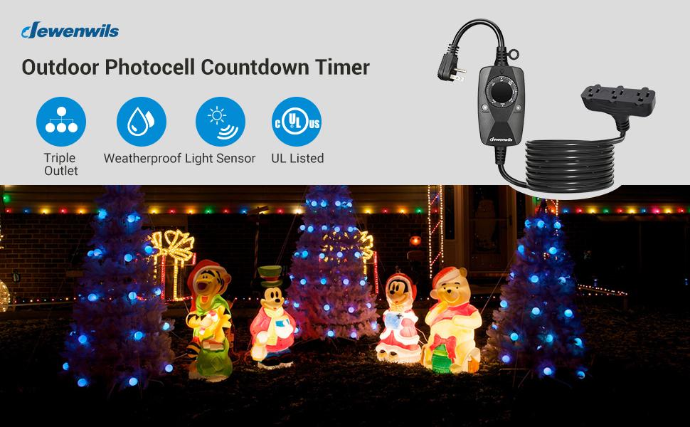 DEWENWILS Outdoor Christmas Light Timer with 12 FT Extension Cord, Plug