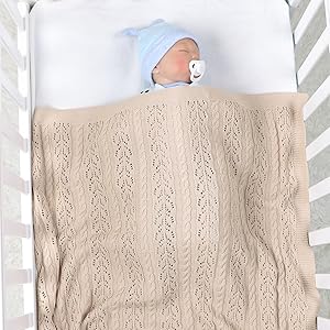 Amazon.com: LAWKUL Knitted Baby Blankets Crib Crochet