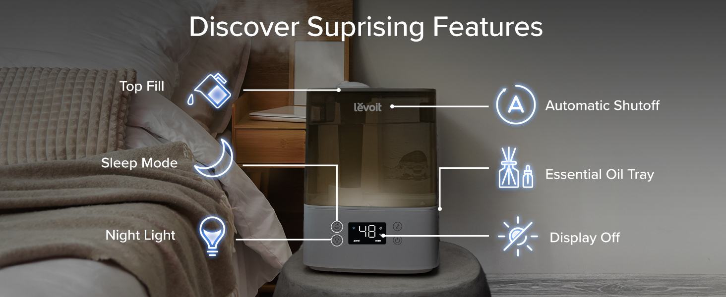 LEVOIT Humidifiers for Bedroom Large Room Home, 6L Top Fill