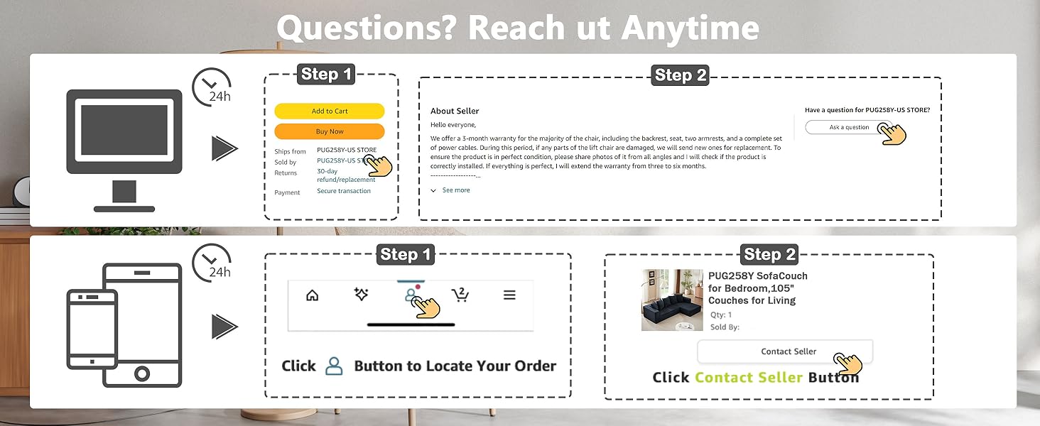 PUG258Y Sectional Modular Sofa Couch Bed 74" Boneless 4