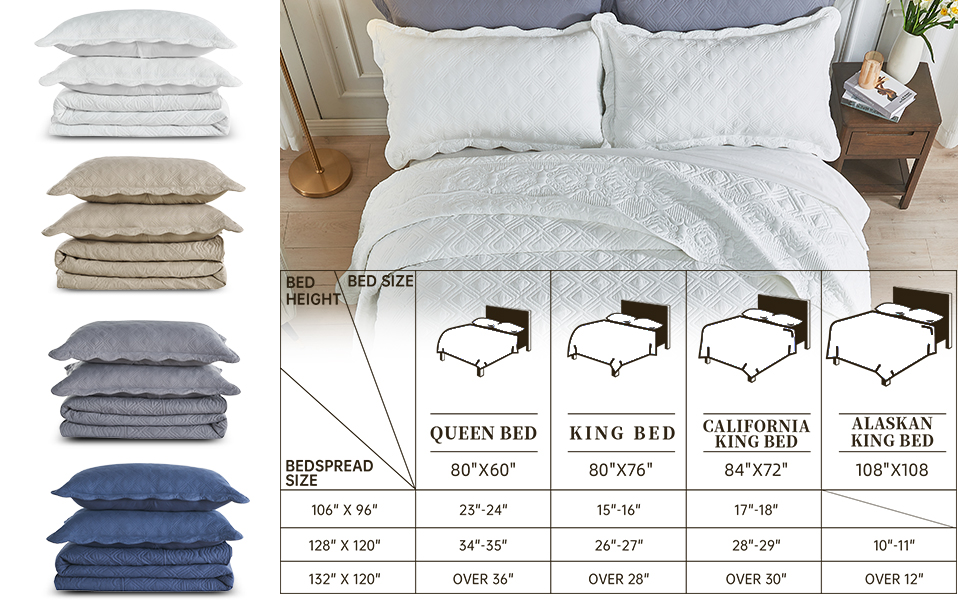 SUCHBED California King Bedspread Set Oversized King