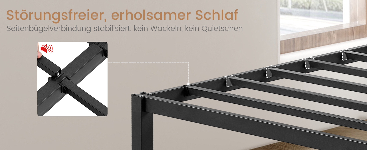 The text reads "uninterrupted, restful sleep." Metal mounting bracket that attaches to the furniture frame.