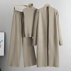 Amazon.com: Women's 3 Piece Knit Lounge Set, Long Sleeve