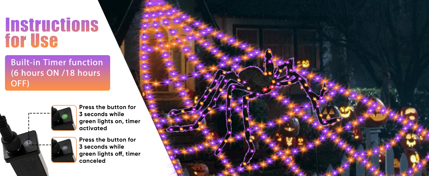 Spider Webs Halloween Decorations Lights