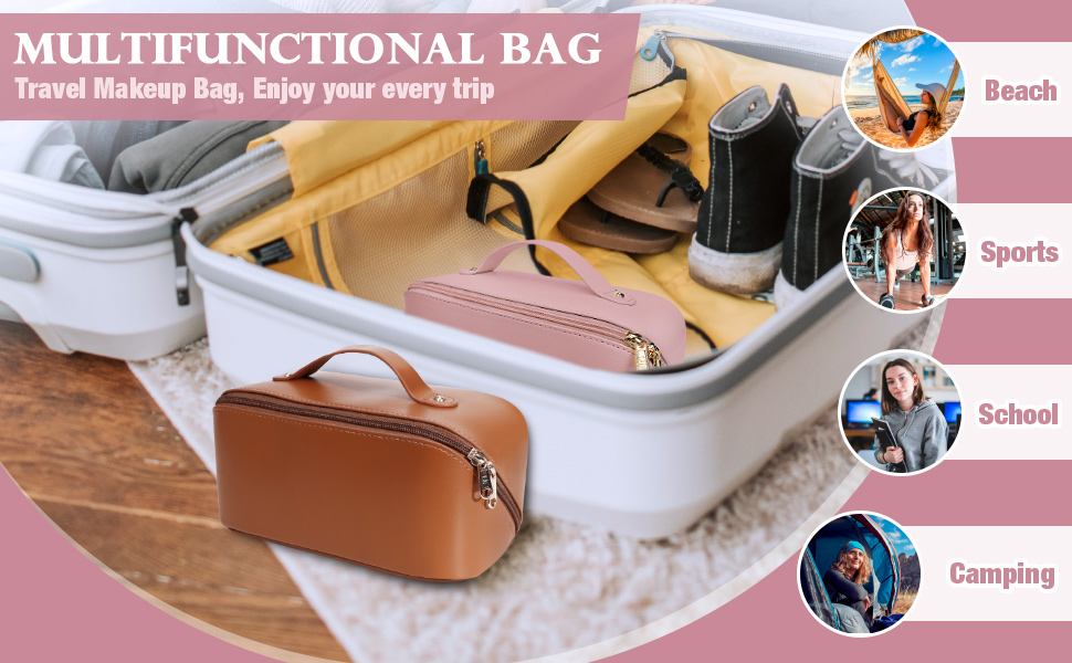 portable flat large opening makeup bag