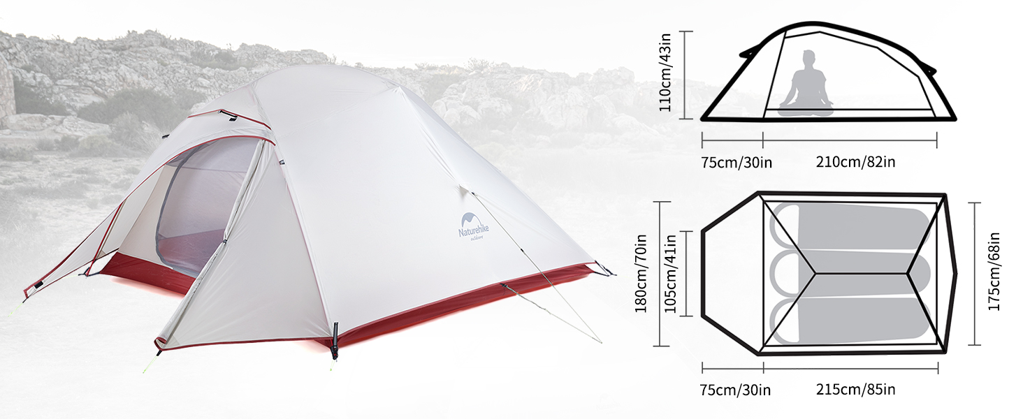 Naturehike Camping Cloud Up 3Person Tent Gray Prefect Tent