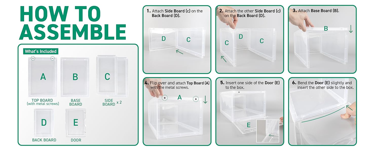 OLLIE Drop Front Hard Plastic Shoe Storage Fits Up to Size 11 Mens