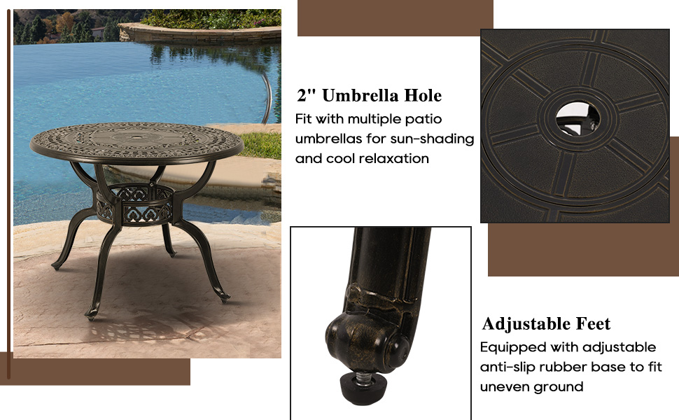 Sumshadow Patio Dining Table,Cast Aluminum Patio Table with