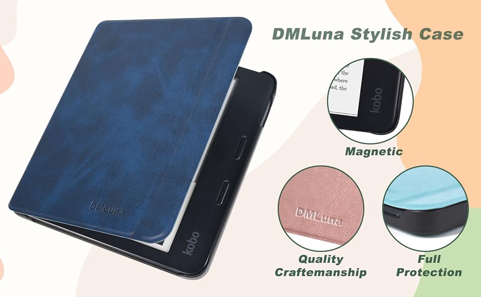 DMLuna Case for Kobo Libra 2 7" (ModelN418, 2021 Release), Slim and Lightweight Folio Premium