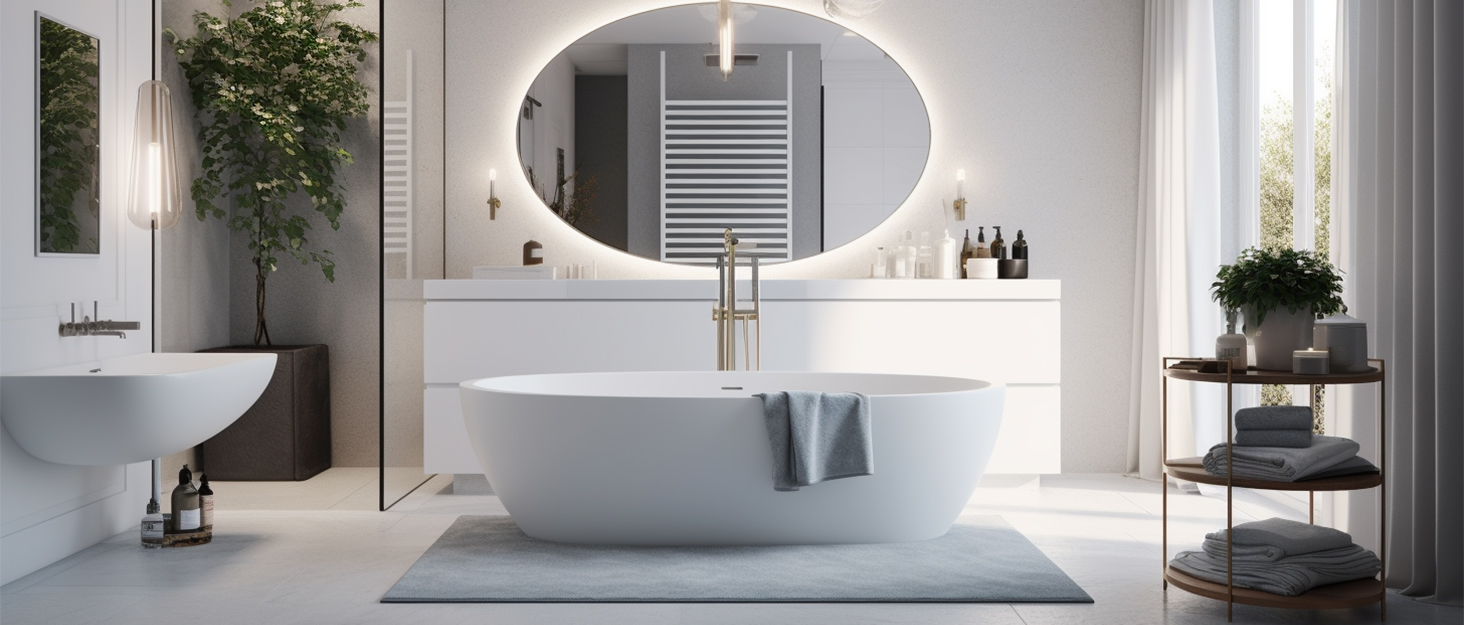 Cpingao 63" Freestanding Bathtub, Oval Shaped Resin Stone Freestanding