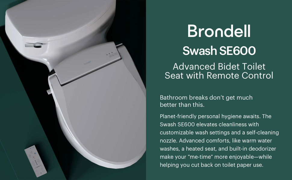 Brondell Swash SE600 Bidet Toilet Seat, Fits Elongated Toilets, White Oscillating Stainless