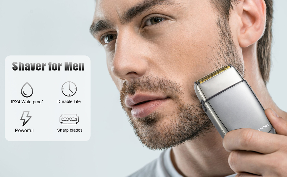 Electric Razor for Men Beard Trimmer Foil Shaver with Gold