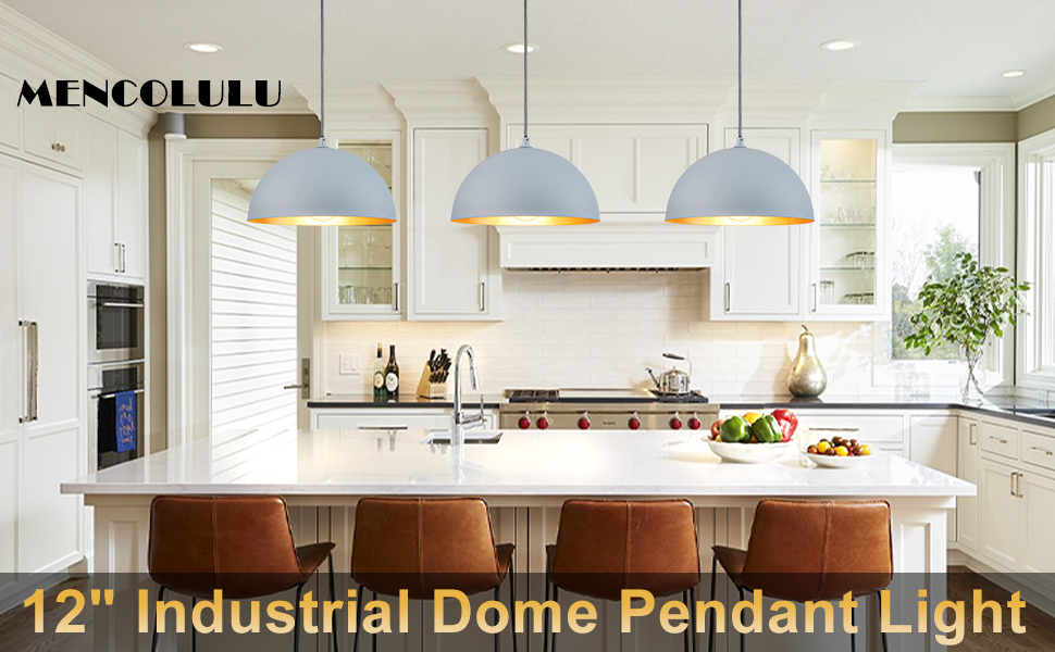 MENCOLULU 11.8" Dome Pendant Light Kitchen Island,BlueGray Dining Room