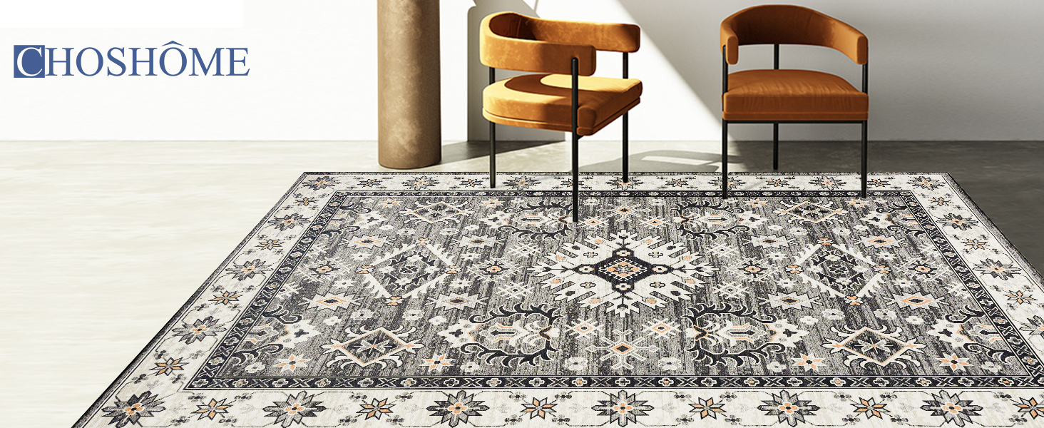 CHOSHOME Rugs Living Room Large 160x230CM Machine Washable Rugs Grey