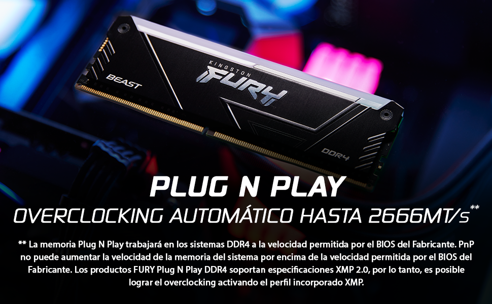 Plug N Play - Overclocking automático hasta 2666MT/seg
