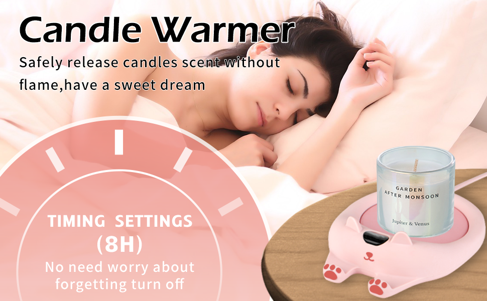 PUSEE Coffee Mug Warmer & Cute Cat Mug Set, Coffee Cup Warmer for Desk with Auto