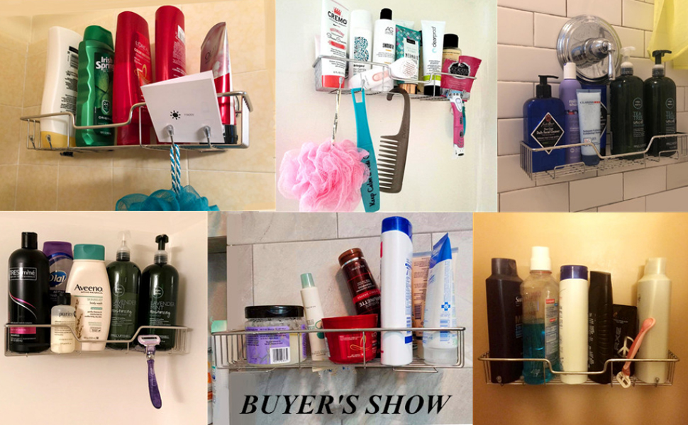 SANNO Suction Cup Shower Caddy with Hooks,Powerful Suction