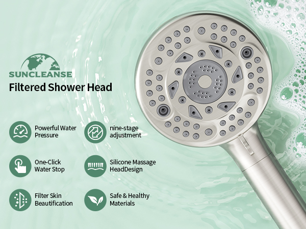 Filtered Shower Head with Handheld, 9-Spray Mode High