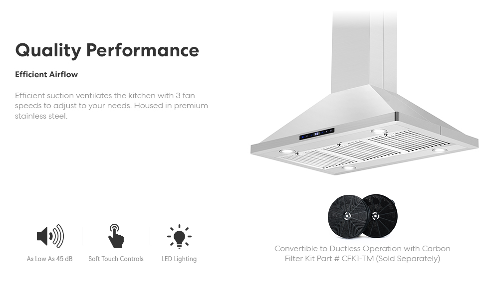 COSMO COS63ISS90 Island Range Hood with 3Speed Fan, 380