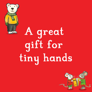 Text: A Great Gift For Tiny Hands with characters from book