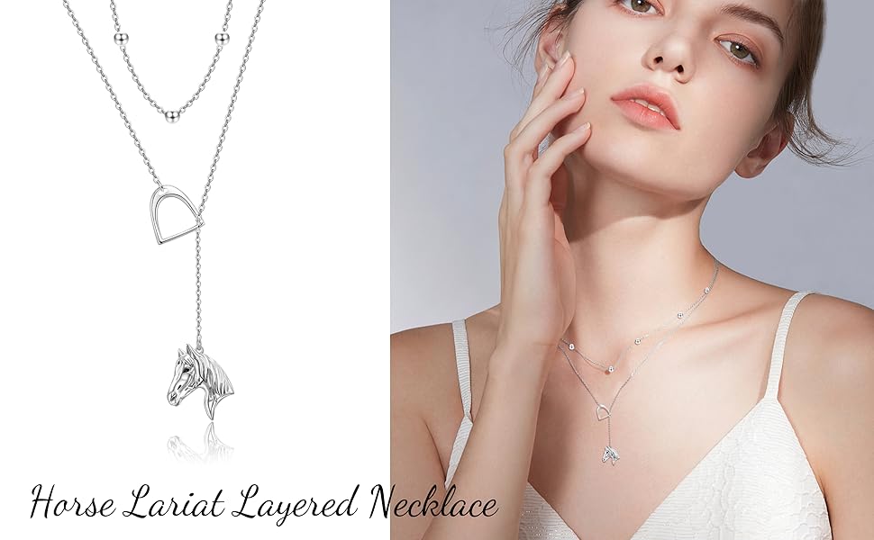 Horse Lariat Layered Necklace