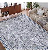 COOVA 5x7 Washable Rug Vintage Rug Traditional Style Thin Mat Retro Kitchen Indoor Distressed Non...