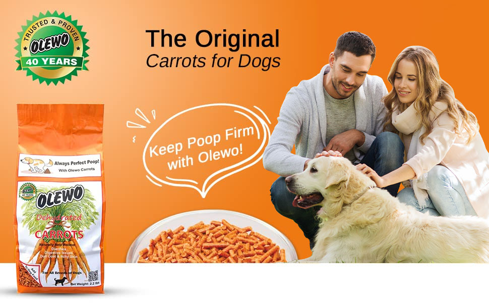 Olewo Dehydrated Carrots AllNatural Relief For Dog Diarrhea, Soft & Hard Poop, Gas & Bloating