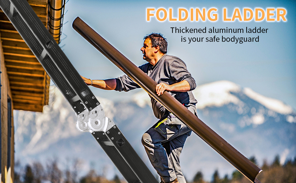 RIKADE Folding Ladder, 7in1 Aluminium Extension Collapsible Step