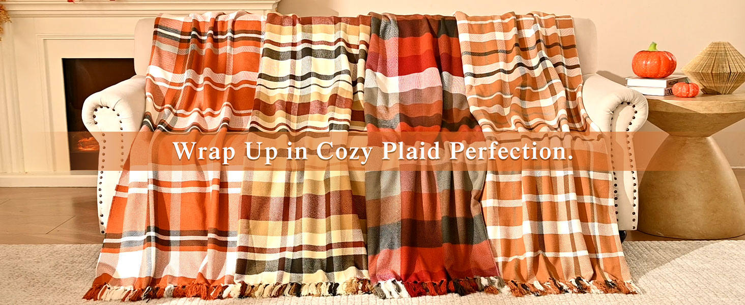 Fall Plaid Throw Blanket