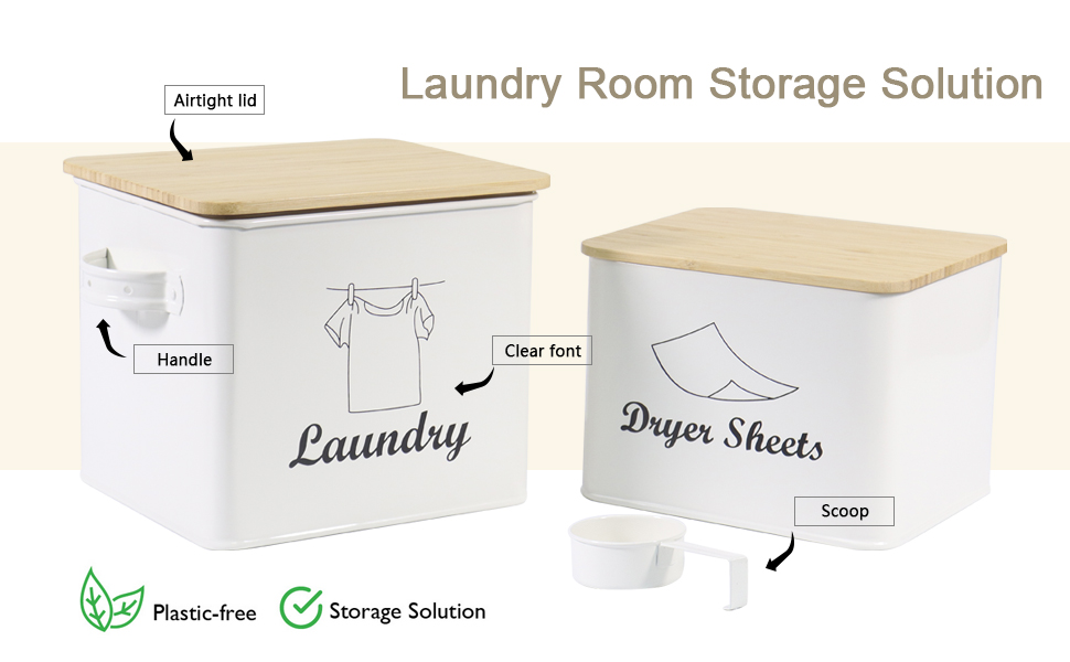 Xbopetda Set of Laundry Powder Bin & Dryer Sheets Holder, Laundry