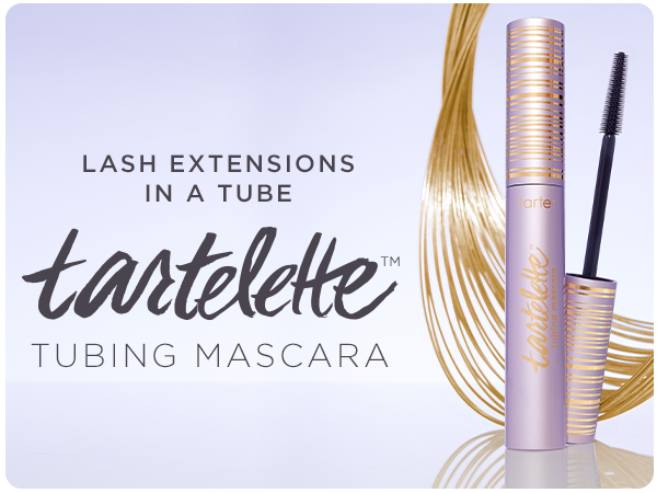 tarte tartelette tubing mascara hero image with tagline lash extensions in a tube