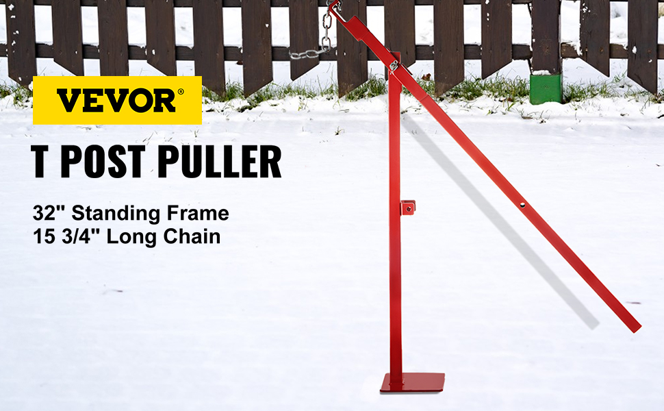 VEVOR T Post Remover Puller, 15 3/4" Long Chain T Post Puller, 32