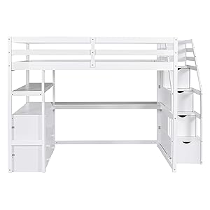 Amazon.com: Merax Stairway Lofts Bed with L Shape Desk