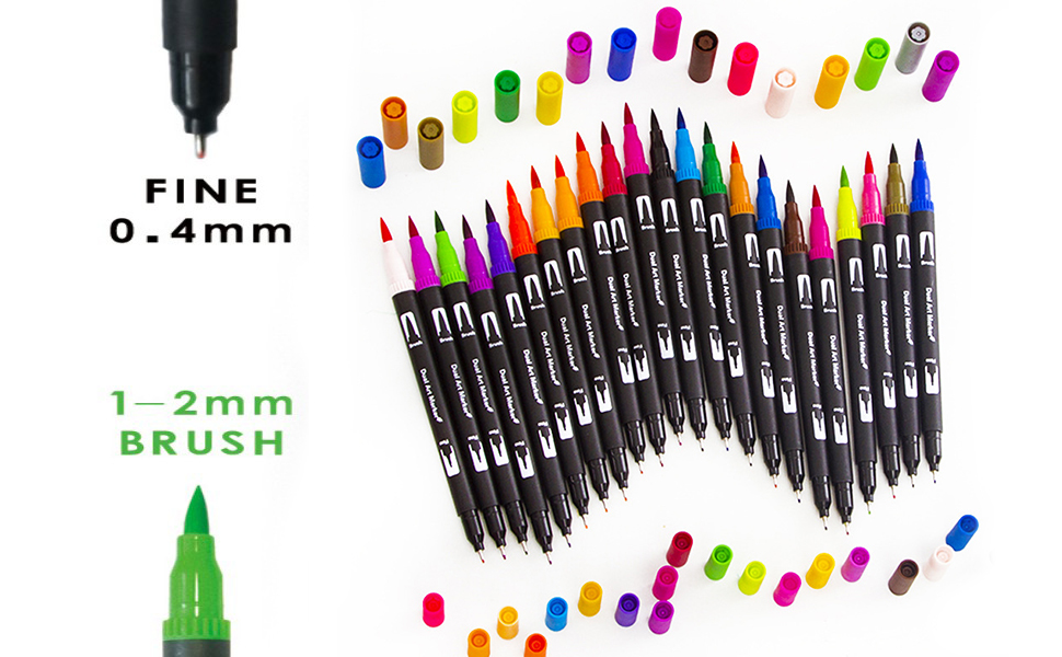 Ehome Dual Brush Pen 100 Colors Fine Point Markers Coloring Brush Art