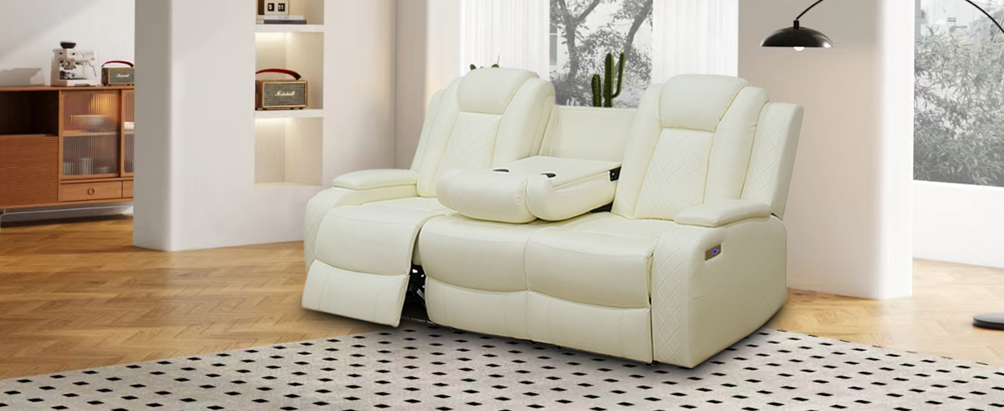 GEBADOL Power Recliner Sofa Set with LED Lights, Living